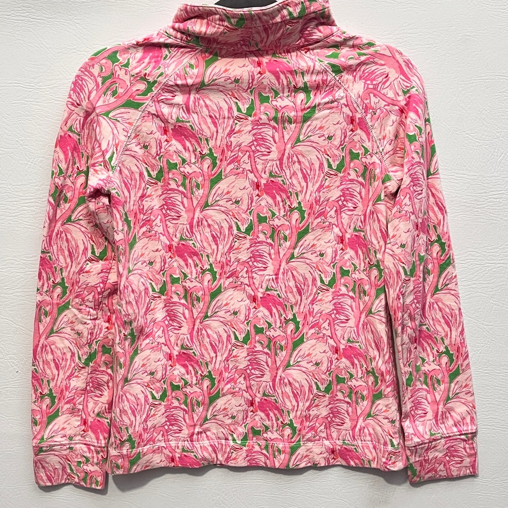 Lilly Pulitzer Pink Flamingo Floral Half-Zip Pullover Hoodie XS - Picture 2 of 11